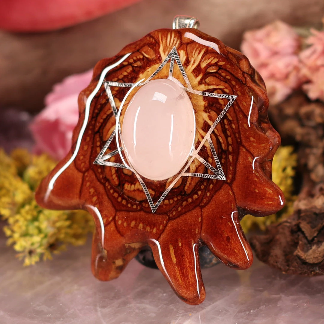 TEP Rose Quartz With Silver Merkaba 4 TEP Rose Quartz With Silver Merkaba