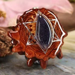 TEP Iolite Sunstone With Silver Merkaba Pendants