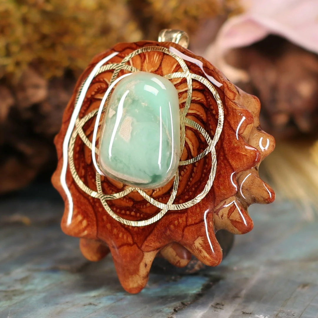 TEP Variscite With Gold Seed Of Life 4 TEP Variscite With Gold Seed Of Life