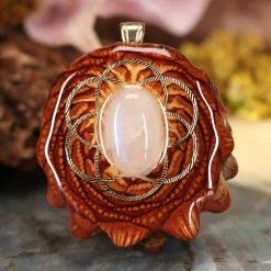 TEP Moonstone With Gold Seed Of Life Pendants
