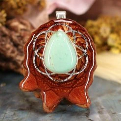 TEP Pendants Variscite With Silver Seed Of Life