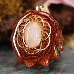 TEP Moonstone With Gold Seed Of Life Pendants