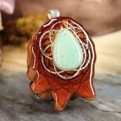 TEP Pendants Variscite With Silver Seed Of Life