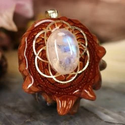 TEP Moonstone With Gold Seed Of Life Pendants