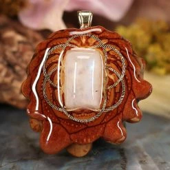 TEP Moonstone With Gold Seed Of Life Pendants