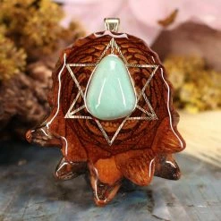 TEP Pendants Variscite With Gold Merkaba