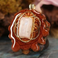 TEP Moonstone With Gold Seed Of Life Pendants 6 TEP Moonstone With Gold Seed Of Life Pendants