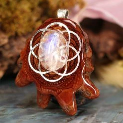 TEP Moonstone With Silver Seed Of Life Pendants