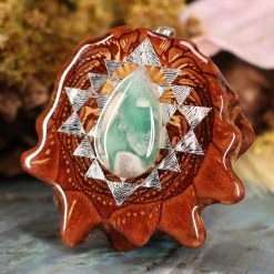 TEP Pendants Variscite In The Matrix With Silver Sri Yantra