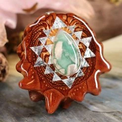 TEP Pendants Variscite In The Matrix With Silver Sri Yantra