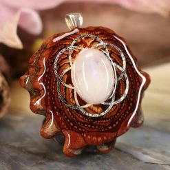 TEP Pendants Moonstone With Silver Seed Of Life 7 TEP Pendants Moonstone With Silver Seed Of Life
