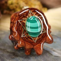 TEP Malachite With Gold Merkaba Pendants