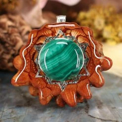 TEP Malachite With Silver 64 Star Tetrahedron Pendants