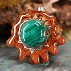 TEP Malachite With Silver 64 Star Tetrahedron Pendants