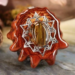 TEP Tiger Iron With Silver 64 Star Tetrahedron