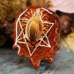 TEP Yellow Tiger's Eye With Gold Merkaba Pendants