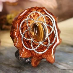 TEP Yellow Tiger's Eye With Silver Seed Of Life Pendants