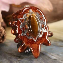 TEP Pendants Yellow Tiger's Eye With Silver 64 Star Tetrahedron 7 TEP Pendants Yellow Tiger's Eye With Silver 64 Star Tetrahedron