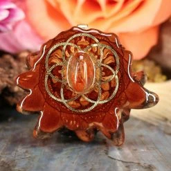 TEP Red Sunstone With Gold Seed Of Life