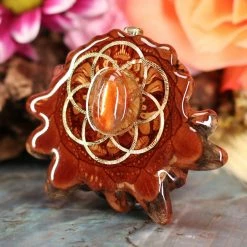 TEP Red Sunstone With Gold Seed Of Life