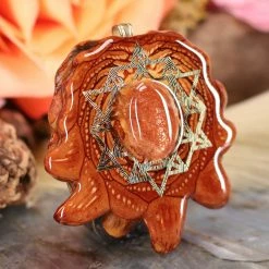 TEP Red Sunstone With Gold 64 Star Tetrahedron