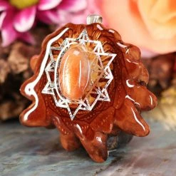 TEP Red Sunstone With Silver 64 Star Tetrahedron