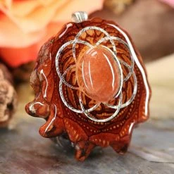 TEP Red Sunstone With Silver Seed Of Life