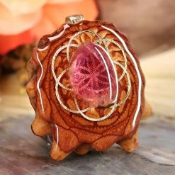 TEP Watermelon Tourmaline With Gold Seed Of Life