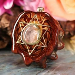 TEP Watermelon Tourmaline With Gold Merkaba And Back Om
