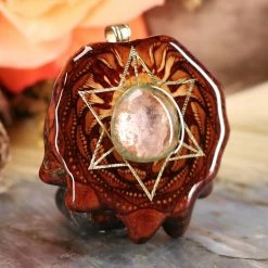 TEP Watermelon Tourmaline With Gold Merkaba And Back Om