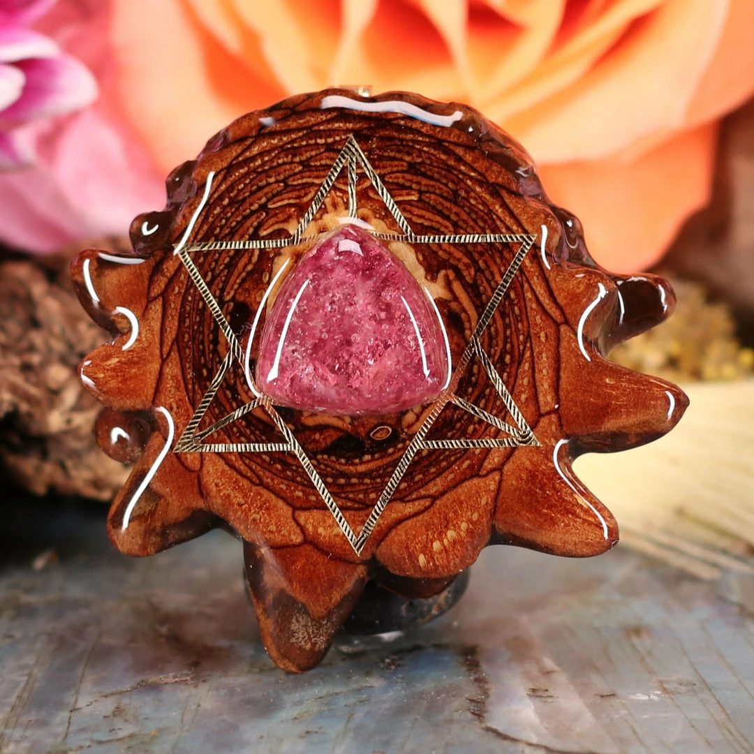 TEP Pink Tourmaline With Gold Merkaba 3 TEP Pink Tourmaline With Gold Merkaba