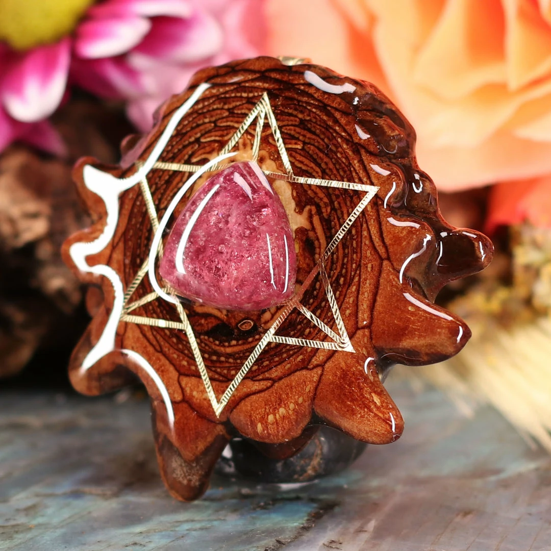 TEP Pink Tourmaline With Gold Merkaba 4 TEP Pink Tourmaline With Gold Merkaba
