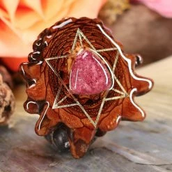 TEP Pink Tourmaline With Gold Merkaba 7 TEP Pink Tourmaline With Gold Merkaba