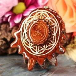 TEP Desert Dwellers Meditating Lotus With Gold Flower Of Life And Back Om Pendants