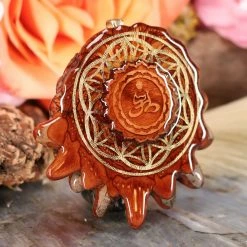 TEP Desert Dwellers Meditating Lotus With Gold Flower Of Life And Back Om Pendants
