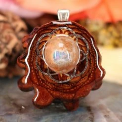 TEP Mexican Fire Opal With Silver Seed Of Life Pendants