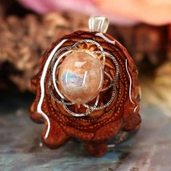 TEP Mexican Fire Opal With Silver Seed Of Life Pendants