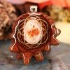 TEP Pendants Mexican Fire Opal With Gold Seed Of Life
