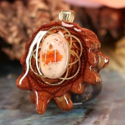 TEP Pendants Mexican Fire Opal With Gold Seed Of Life