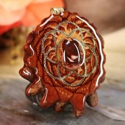 TEP Mexican Fire Opal With Gold Seed Of Life