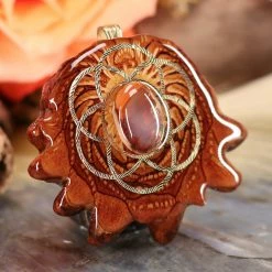 TEP Pendants Mexican Fire Opal With Gold Seed Of Life