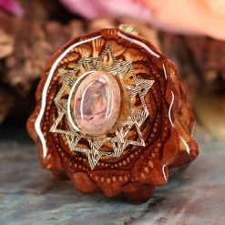 TEP Pendants Mexican Fire Opal With Gold 64 Star Tetrahedron