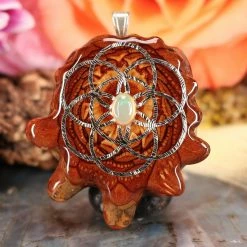 TEP Ethiopian Opal With Silver Seed Of Life And Back Om