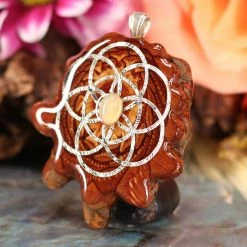 TEP Ethiopian Opal With Silver Seed Of Life And Back Om