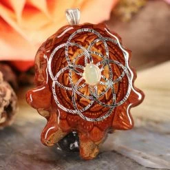 TEP Ethiopian Opal With Silver Seed Of Life And Back Om