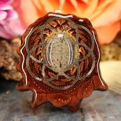 TEP Pendants Black Opal With Gold Seed Of Life