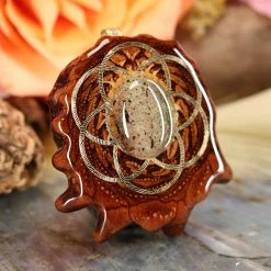 TEP Pendants Black Opal With Gold Seed Of Life