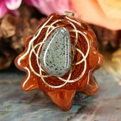 TEP Pendants Black Opal With Gold Seed Of Life