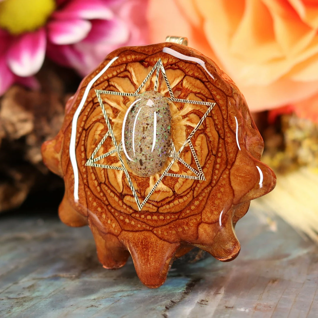 TEP Black Opal With Gold Merkaba Pendants 4 TEP Black Opal With Gold Merkaba Pendants