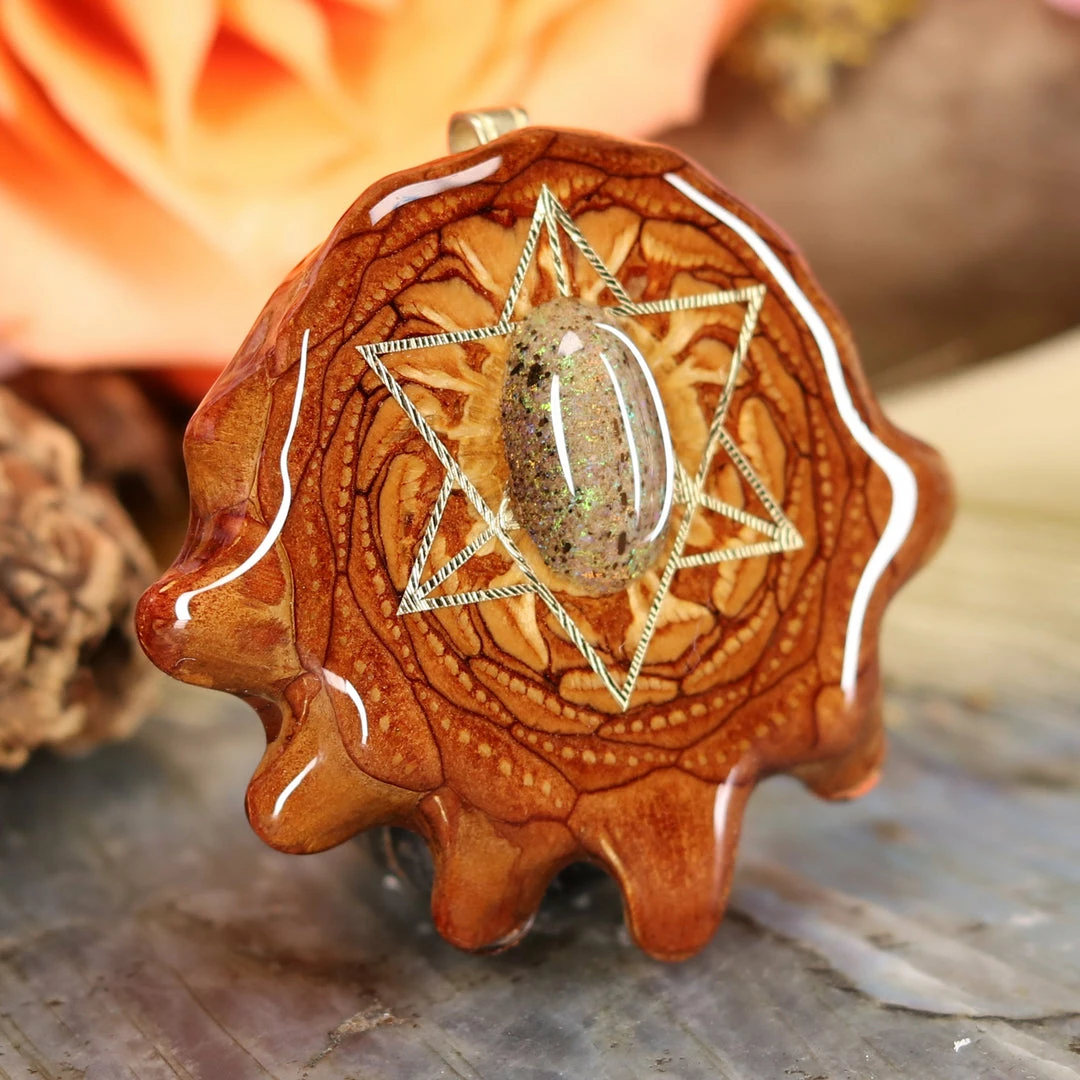 TEP Black Opal With Gold Merkaba Pendants 5 TEP Black Opal With Gold Merkaba Pendants